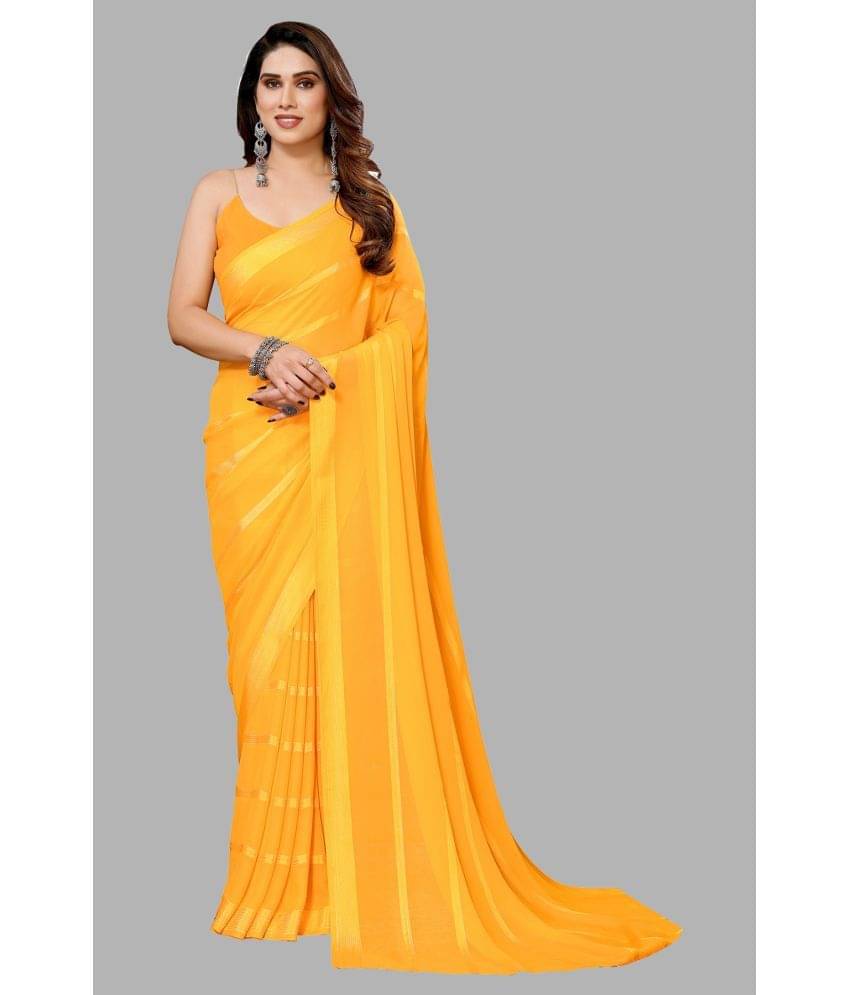 ANAND SAREES Satin Embellished Saree With Unstitched Blouse Piece ( Yellow ) ANAND SAREES Satin Embellished Saree With Unstitched Blouse Piece ( Yellow )