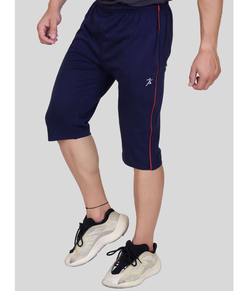 AXYS Navy Cotton Blend Men's Three-Fourths ( Pack of 1 ) - Shorts | Buy online on ZillyBuy