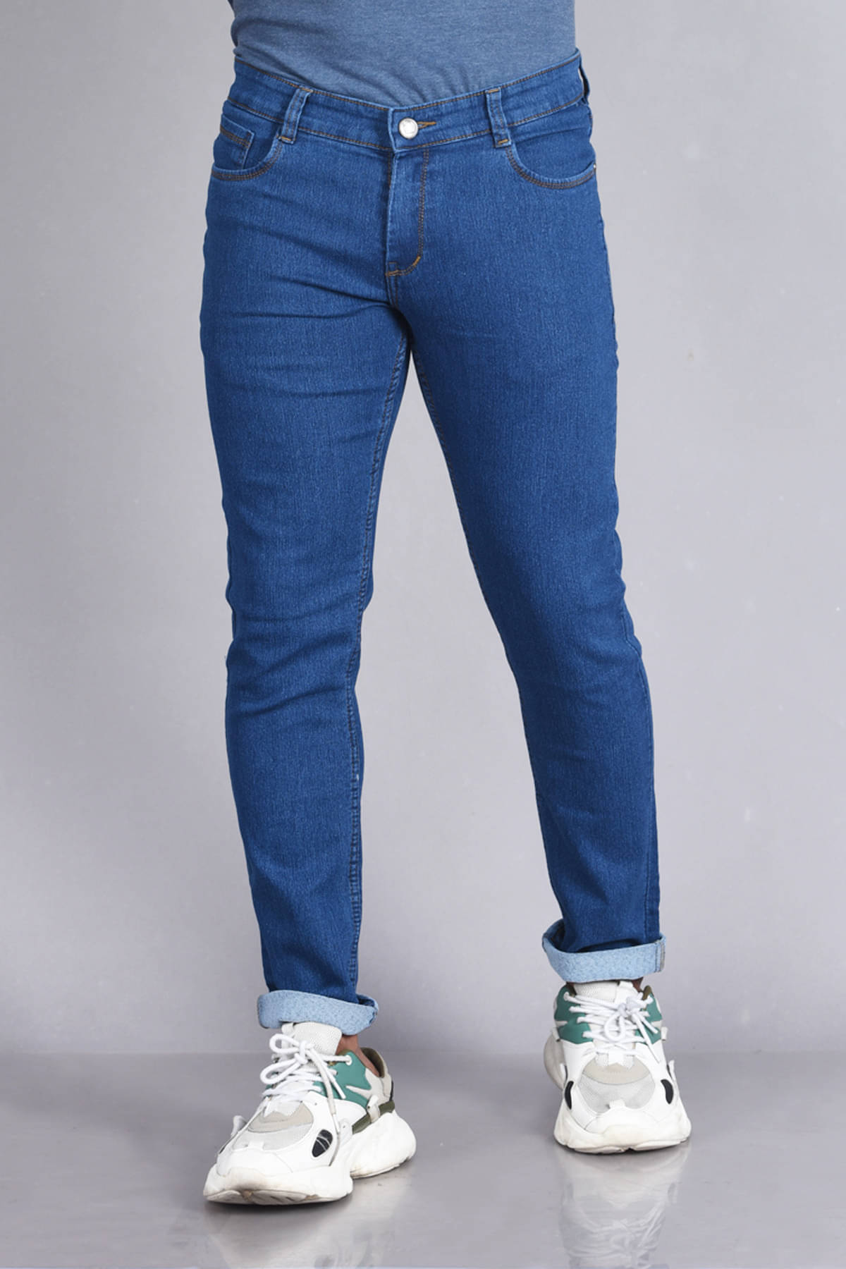     			Aflash Slim Fit Cuffed Hem Men's Jeans - Blue ( Pack of 1 )