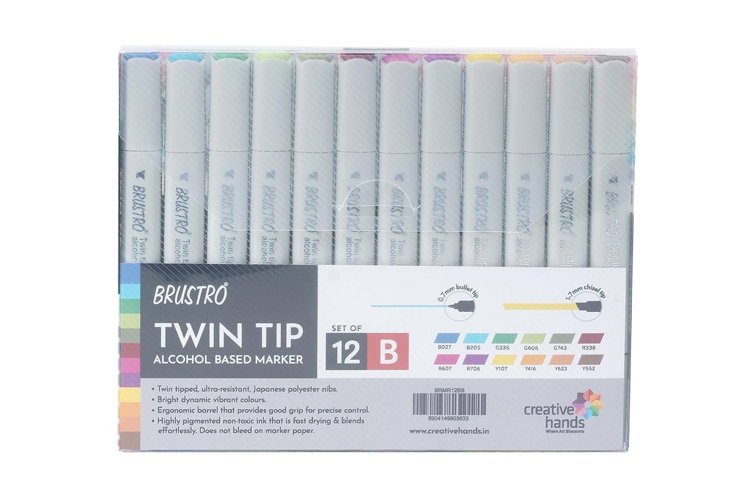 BRUSTRO Twin Tip Alcohol Based Marker Set of 12 - Basic B BRUSTRO Twin Tip Alcohol Based Marker Set of 12 - Basic B