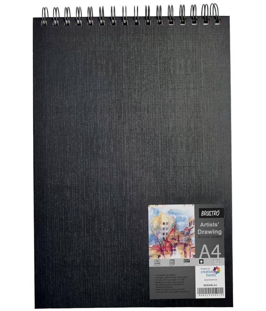 Brustro Artists Sketch Book Wiro Bound A4 Size, Landscape, 116 Pages, 160 Gsm (Acid Free)