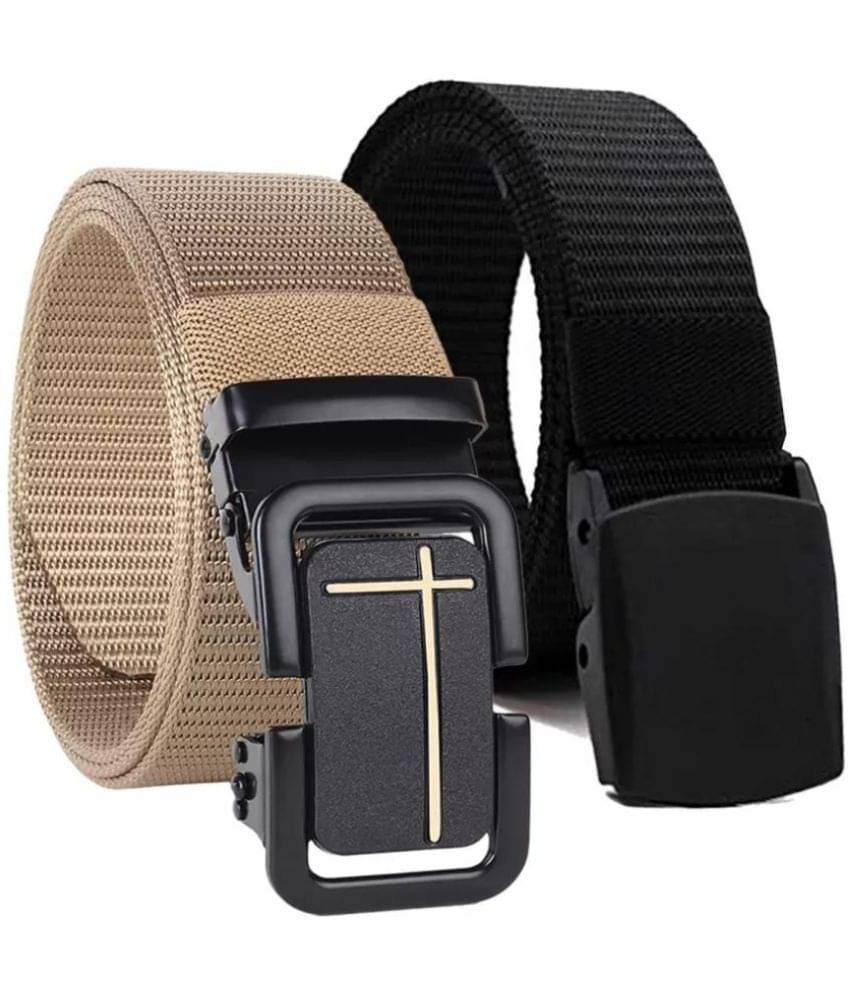     			Clock21 - Black Nylon Men's Casual Belt ( Pack of 2 )