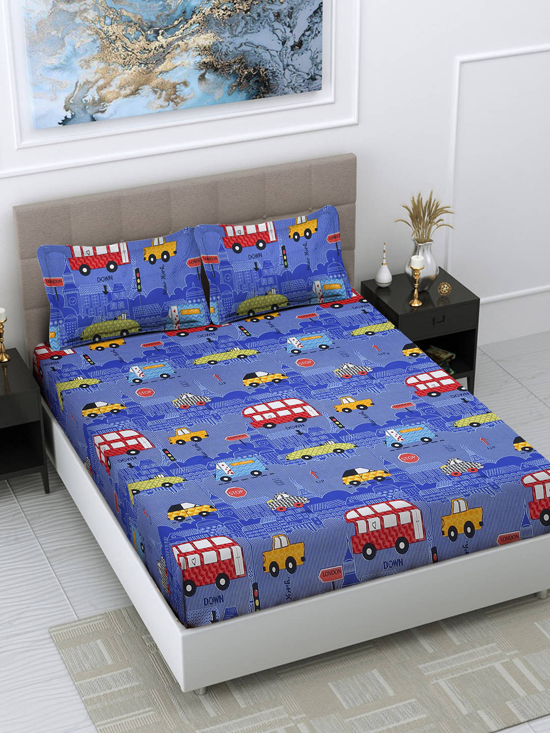 FABINALIV Poly Cotton 1 Double Bedsheet with 2 Pillow Covers ( Blue ) FABINALIV Poly Cotton 1 Double Bedsheet with 2 Pillow Covers ( Blue )