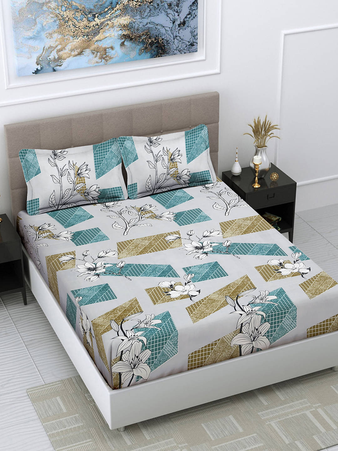 FABINALIV Poly Cotton 1 Double Bedsheet with 2 Pillow Covers ( Gray ) FABINALIV Poly Cotton 1 Double Bedsheet with 2 Pillow Covers ( Gray )