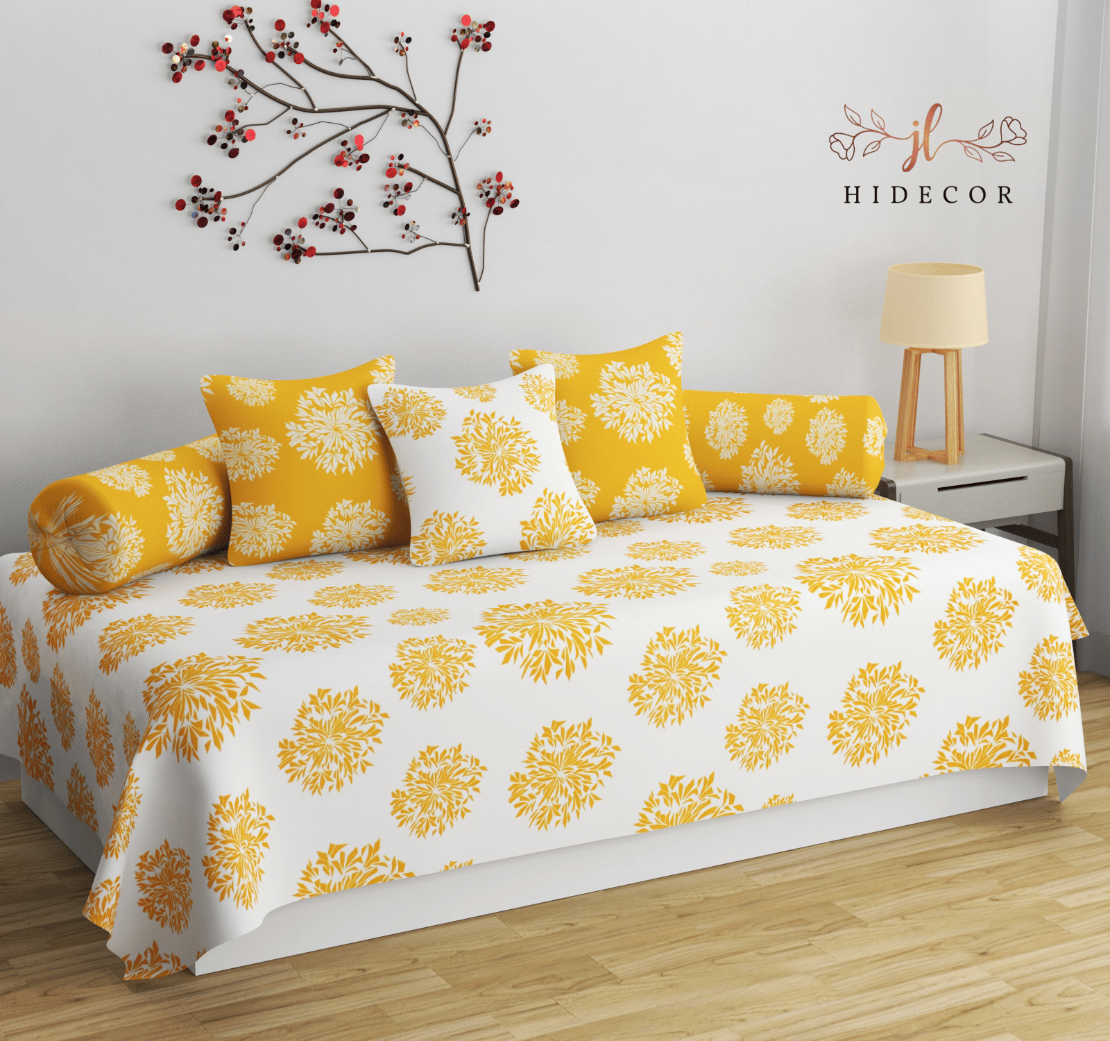 HIDECOR Microfibre Polka Dots Diwan Set 6 Pcs - Multi HIDECOR Microfibre Polka Dots Diwan Set 6 Pcs - Multi