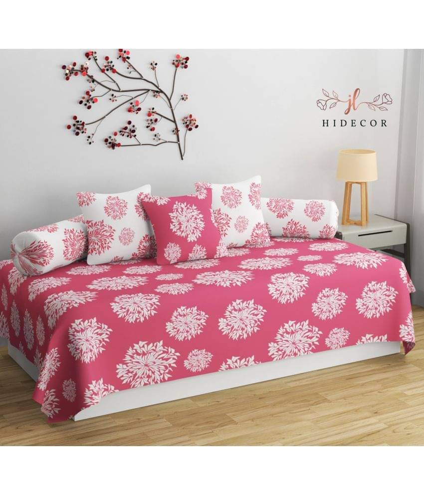 HIDECOR Microfibre Polka Dots Diwan Set 6 Pcs - Pink HIDECOR Microfibre Polka Dots Diwan Set 6 Pcs - Pink