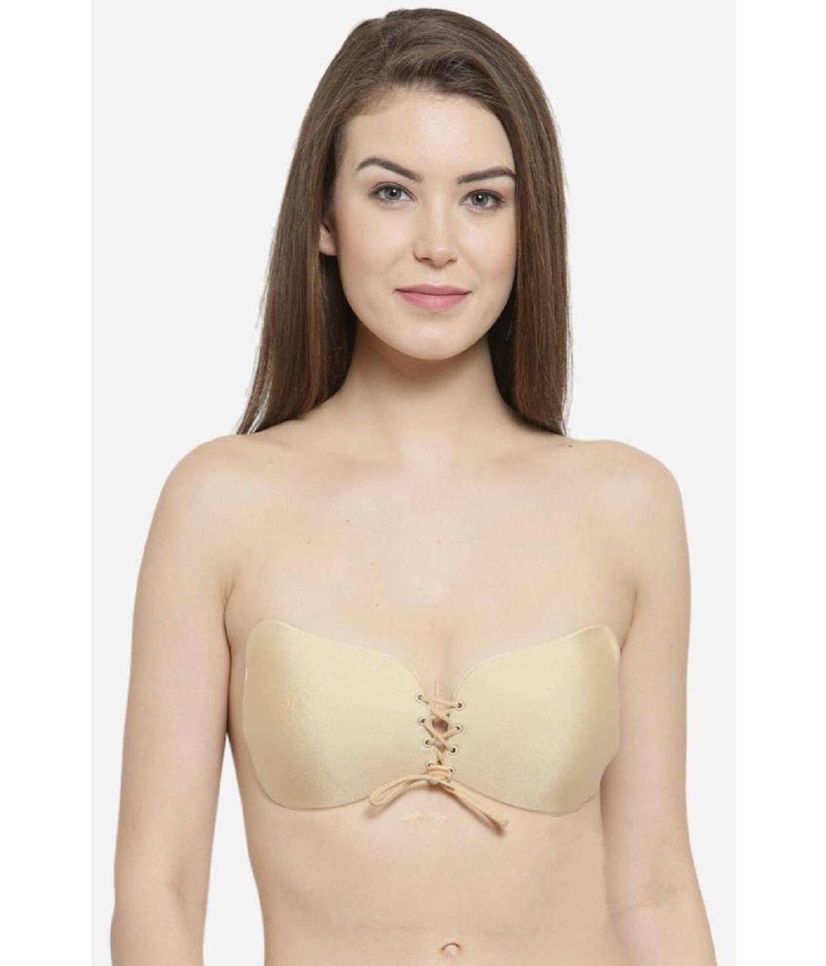     			HINGOL Satin Lightly Padded Women's Stick on Bra ( Khaki ) Wire Free Stick-On Bra