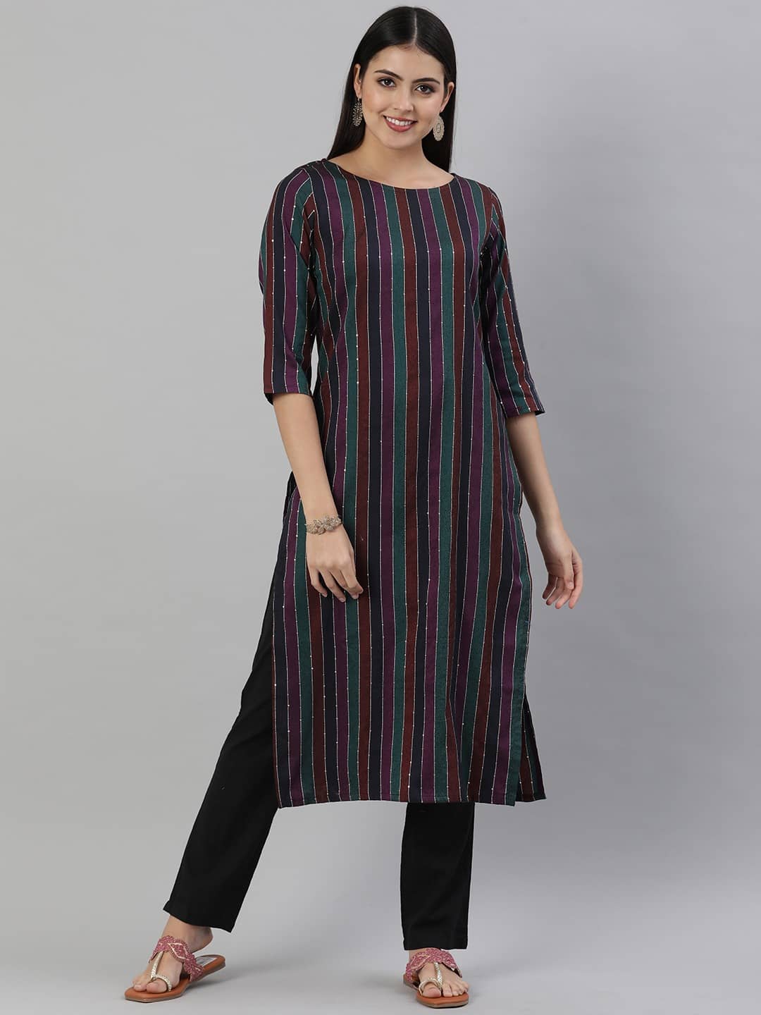 Hritika Cotton Printed Straight Women's Kurti - Blue ( Pack of 1 ) - Kurtis, Tunics | Buy online on ZillyBuy