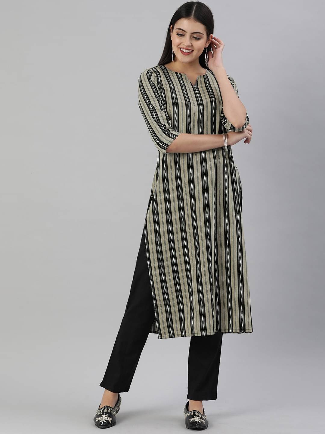 Hritika Cotton Printed Straight Women's Kurti - Beige ( Pack of 1 ) Hritika Cotton Printed Straight Women's Kurti - Beige ( Pack of 1 )
