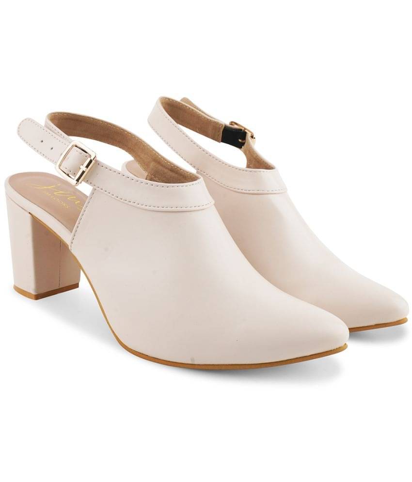 JM Looks Cream Women's Sandal Heels JM Looks Cream Women's Sandal Heels