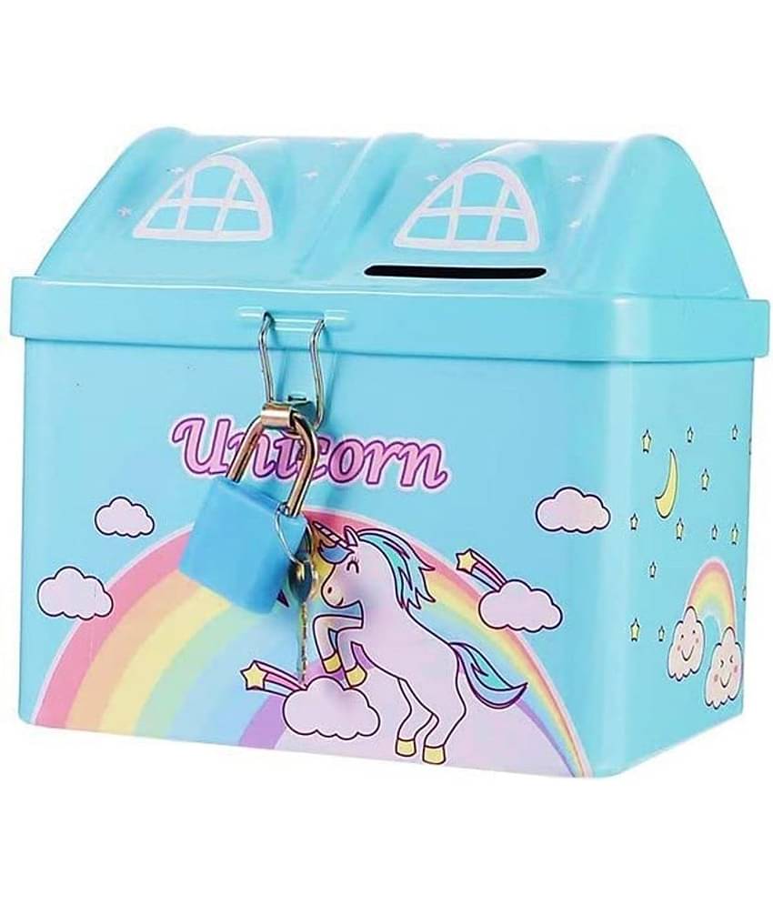 Kdsaholic boys Cartoon Themed Money Saving Tin Coin Box with Lock and Key – Birthday Return for Boys & Girls, Money Bank, Coin Box for Kids (Random Character Space/ Crocodile) (Free subscription of kids Educational worksheets)