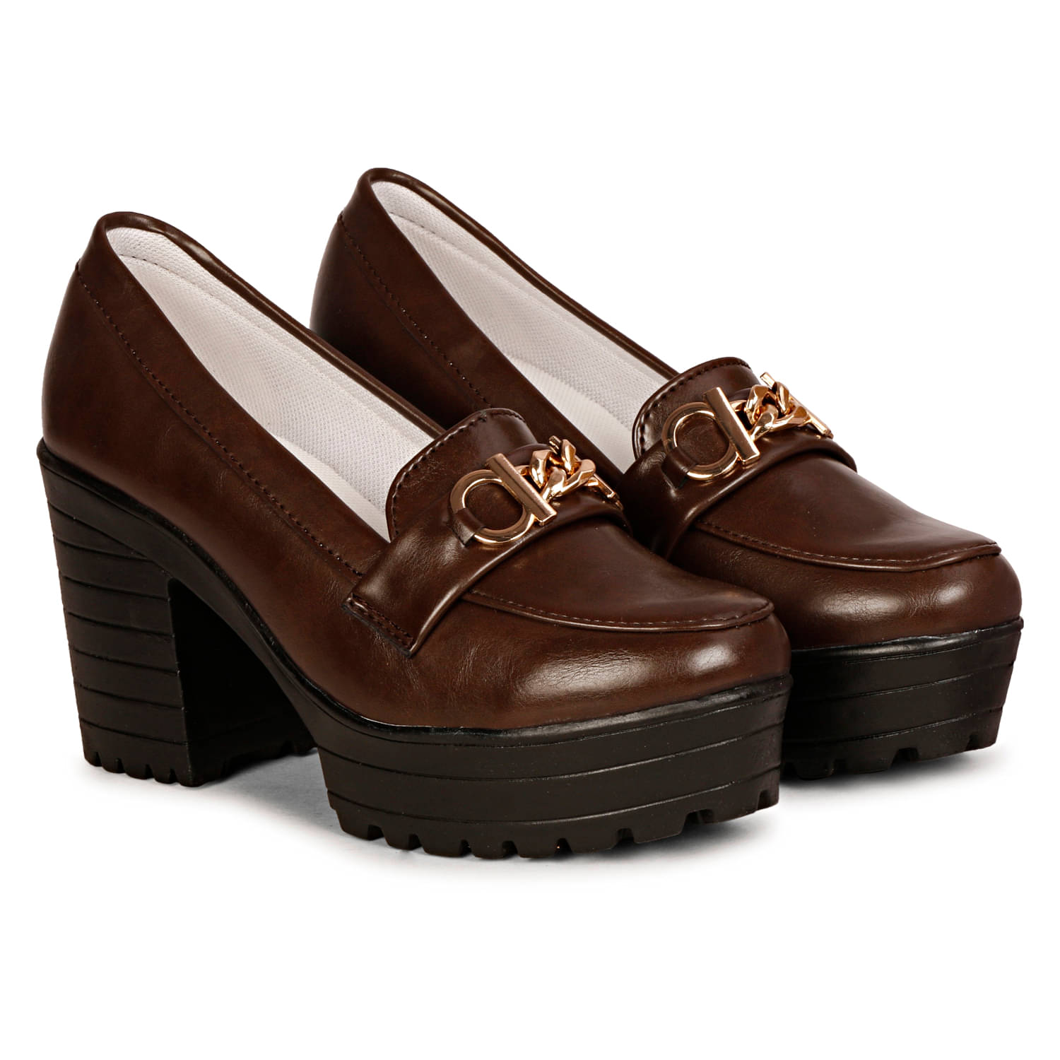     			Saheb Brown Women's Slip On Heels