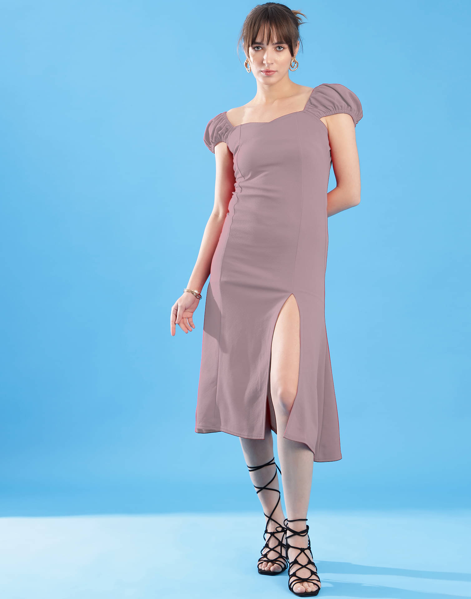     			Selvia Women Lycra Solid Bodycon Dress ( Mauve )