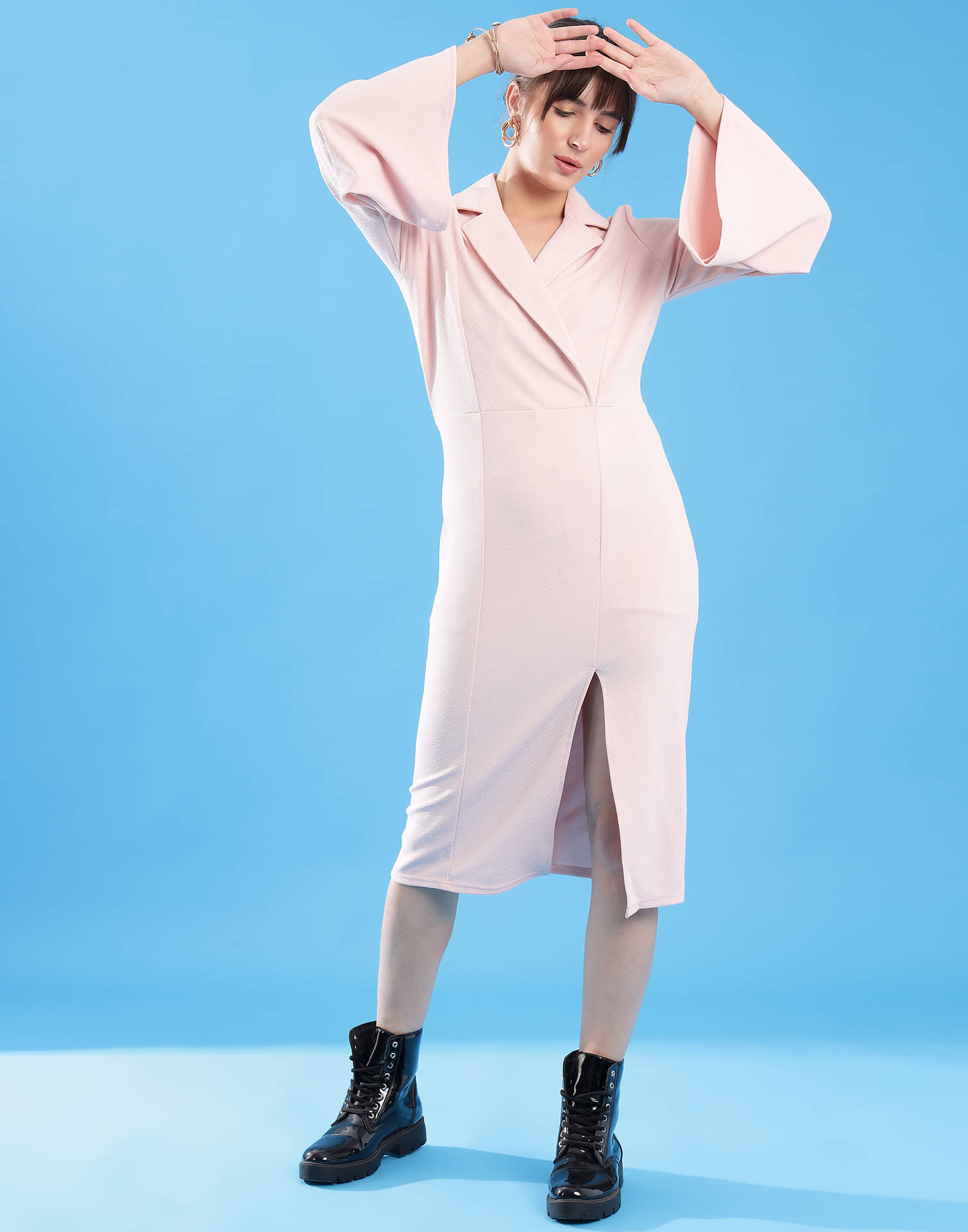 Selvia Women Lycra Solid Bodycon Dress ( Peach ) Selvia Women Lycra Solid Bodycon Dress ( Peach )