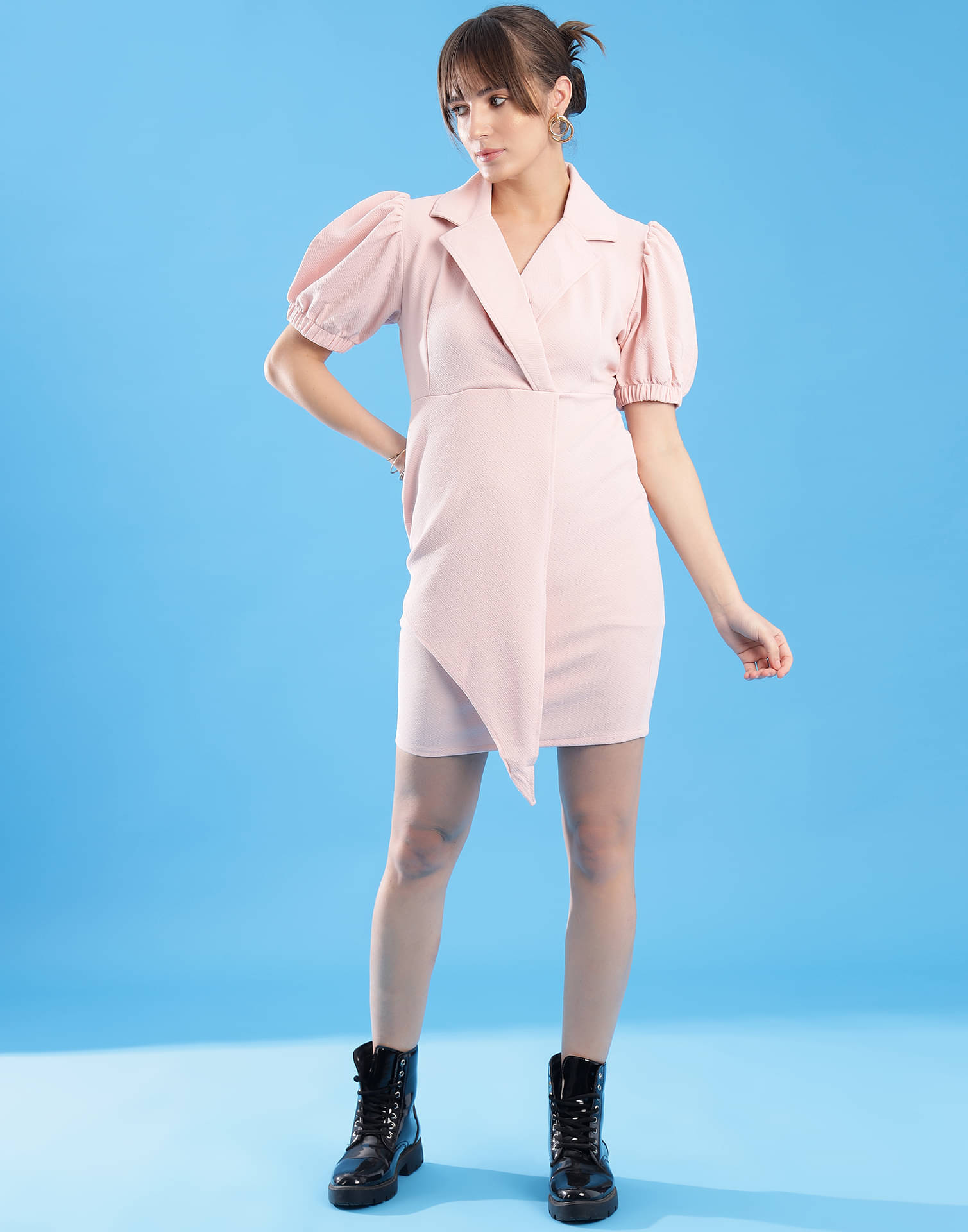Selvia Women Lycra Solid Bodycon Dress ( Peach ) Selvia Women Lycra Solid Bodycon Dress ( Peach )