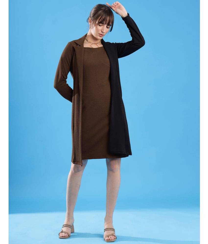 Selvia Women Lycra Solid Bodycon Dress ( Brown ) Selvia Women Lycra Solid Bodycon Dress ( Brown )