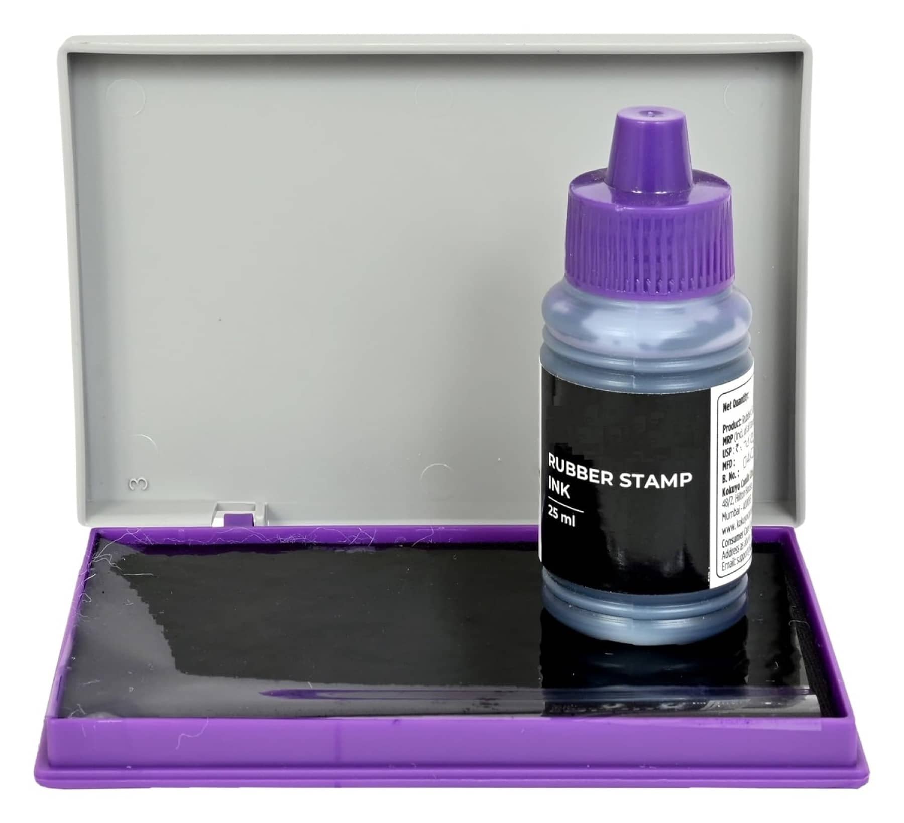 Stamp pad (Size 11.6 cm x 6.5 cm) and 25ml Ink Combo | Violet Stamp Pad and Ink Set