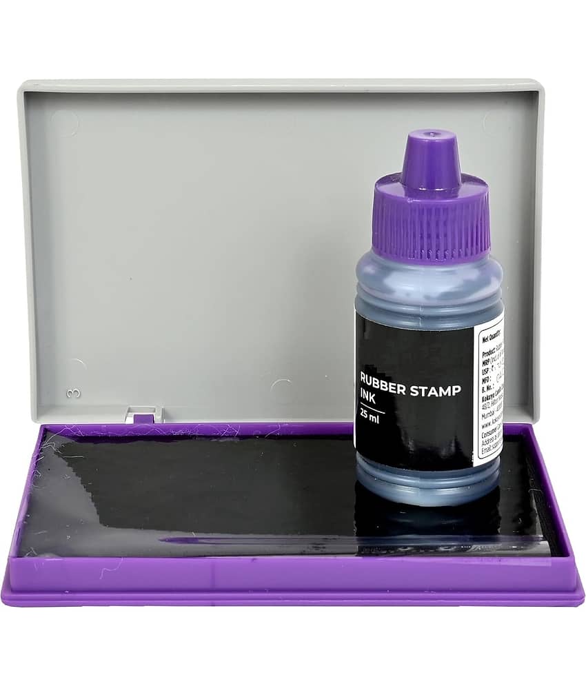 Stamp pad (Size 11.6 cm x 6.5 cm) and 25ml Ink Combo | Violet Stamp Pad and Ink Set - Stationery | Buy online on ZillyBuy