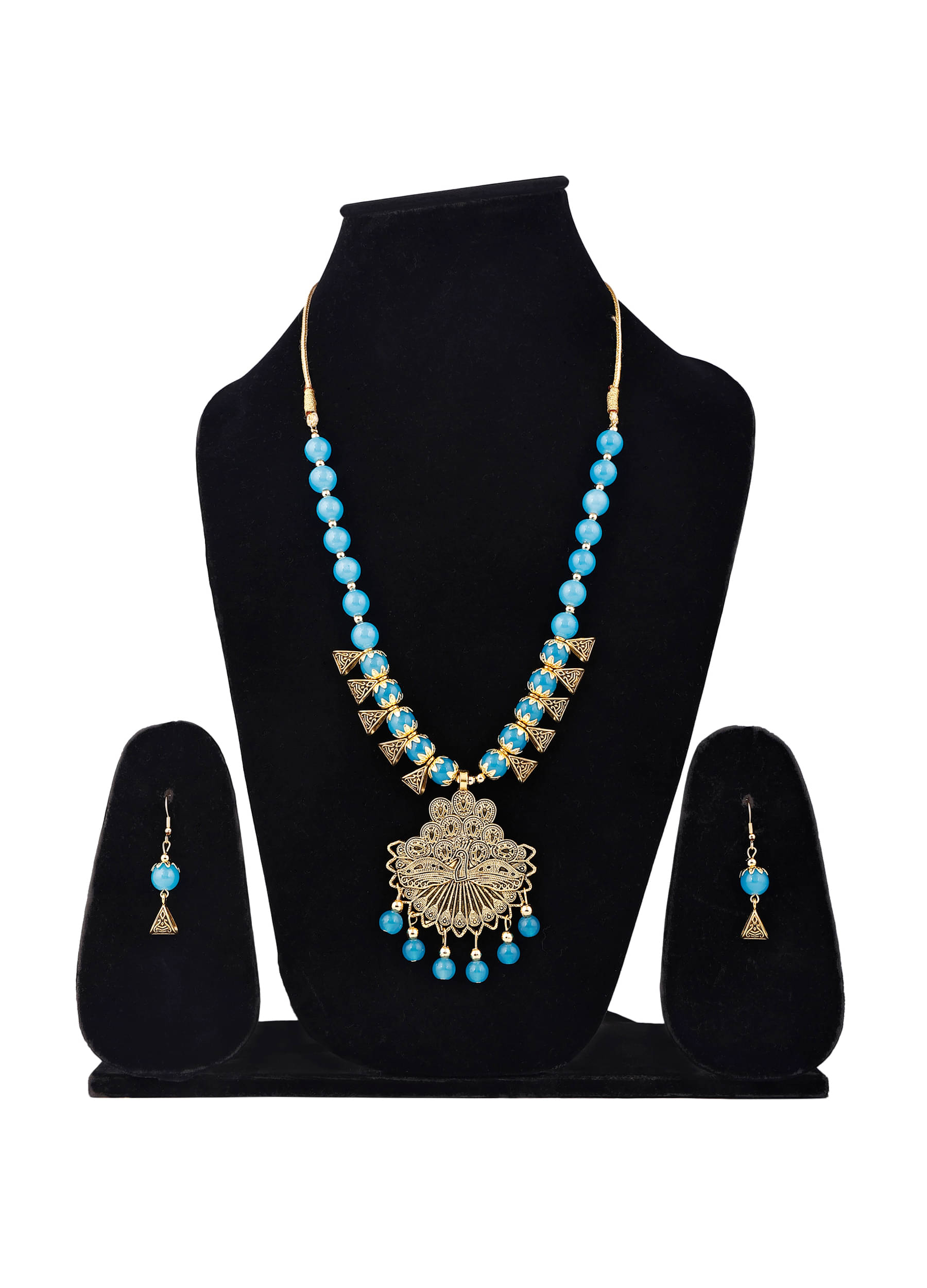     			Sunhari Jewels Blue Alloy Necklace Set ( Pack of 1 )