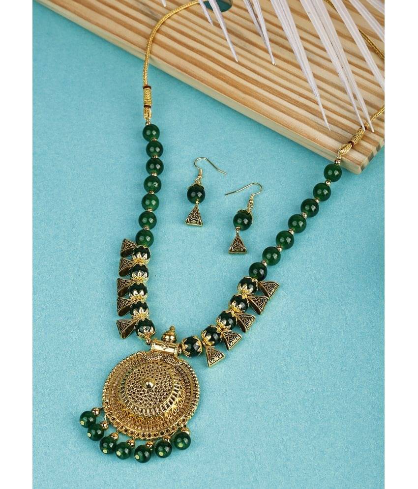     			Sunhari Jewels Green Alloy Necklace Set ( Pack of 1 )