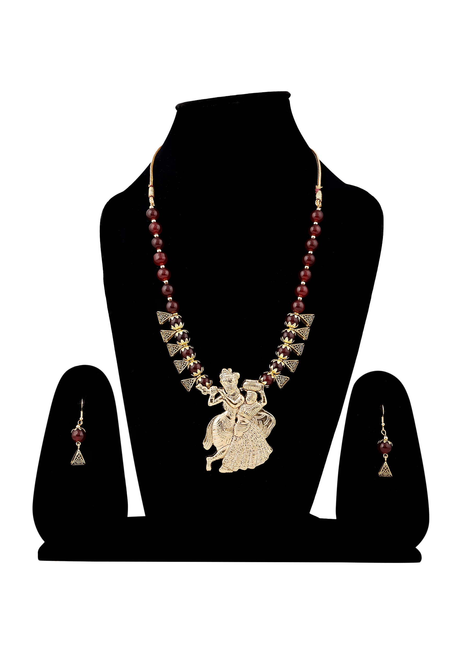 Sunhari Jewels Maroon Alloy Necklace Set ( Pack of 1 )