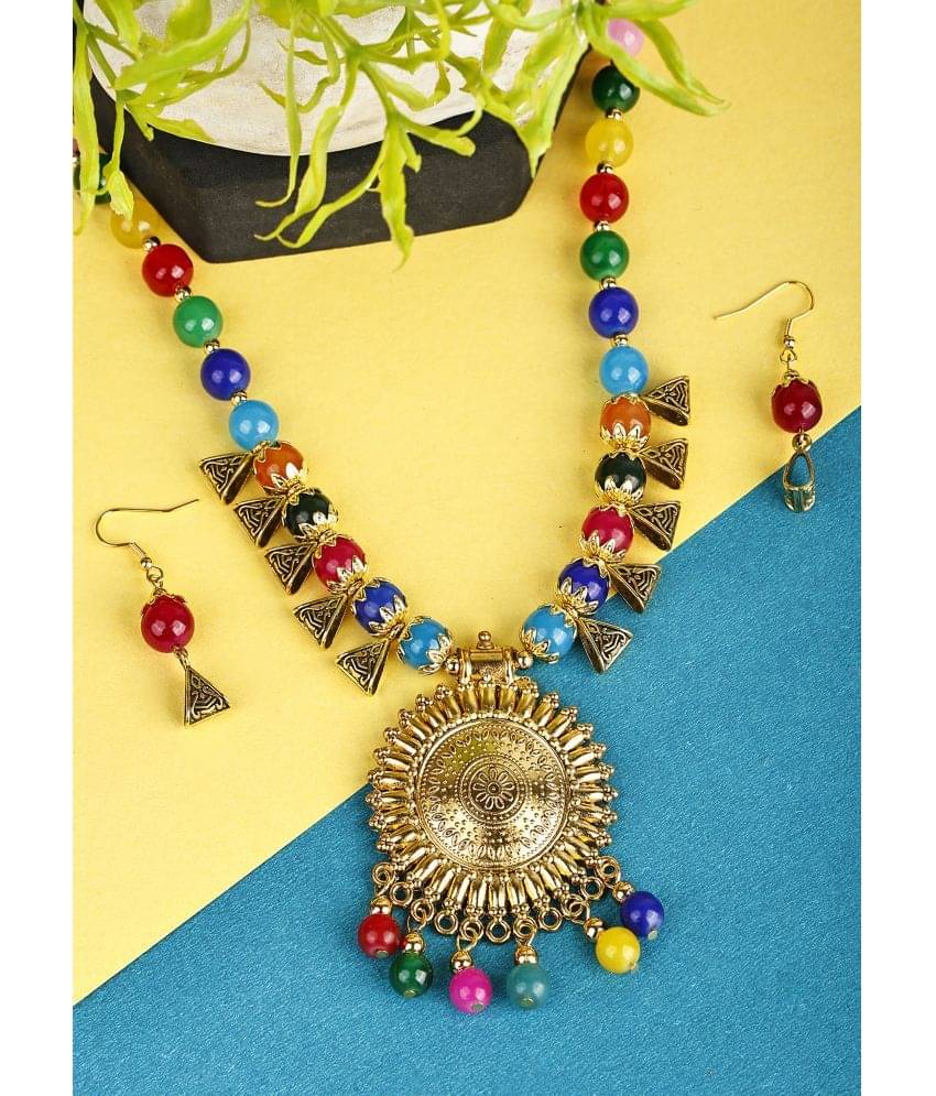     			Sunhari Jewels Multi Color Aluminium Necklace Set ( Pack of 1 )