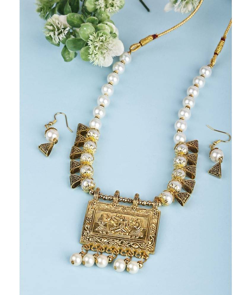     			Sunhari Jewels Off White Alloy Necklace Set ( Pack of 1 )