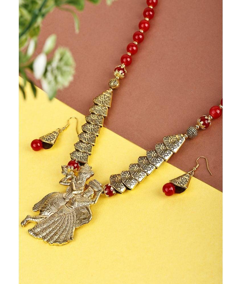     			Sunhari Jewels Red Alloy Necklace Set ( Pack of 1 )