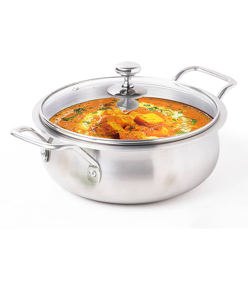 The Indus Valley Stock Pot with Lid Stainless Steel No Coating Handi Set ( Pack of 1 ) - Cookware | Buy online on ZillyBuy