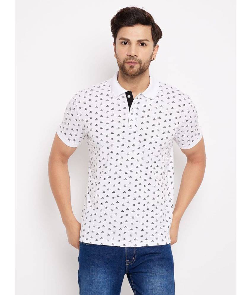Wild West Pack of 1 Cotton Blend Regular Fit Printed Half Sleeves Men's Polo T Shirt ( White ) Wild West Pack of 1 Cotton Blend Regular Fit Printed Half Sleeves Men's Polo T Shirt ( White )