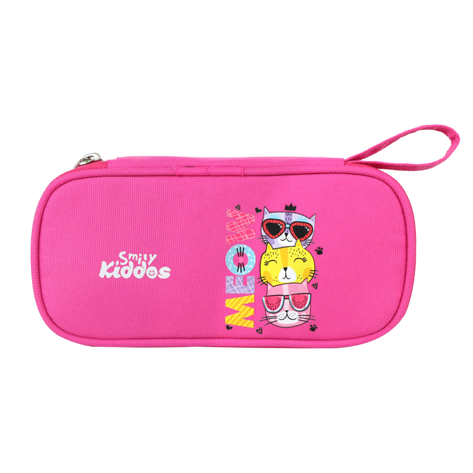     			Zipper Pencil Pouch Meow Kitty Dark Pink