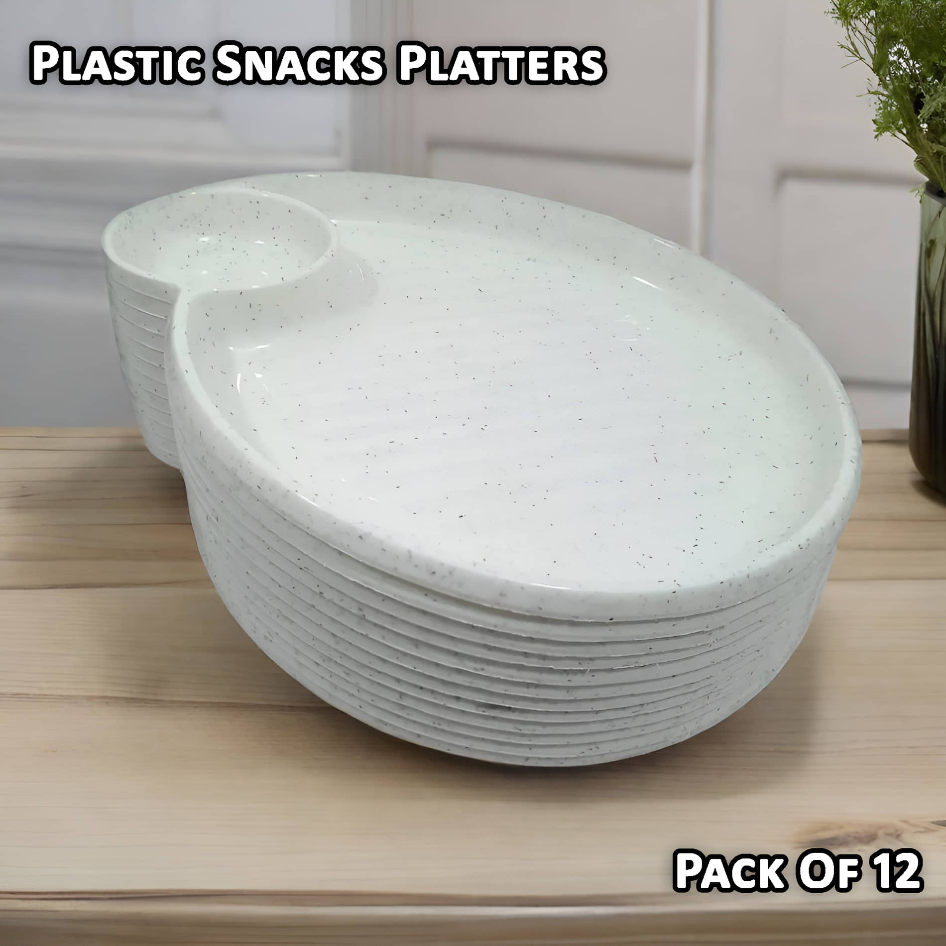 kitchrox 12 Pcs Plastic White Platter