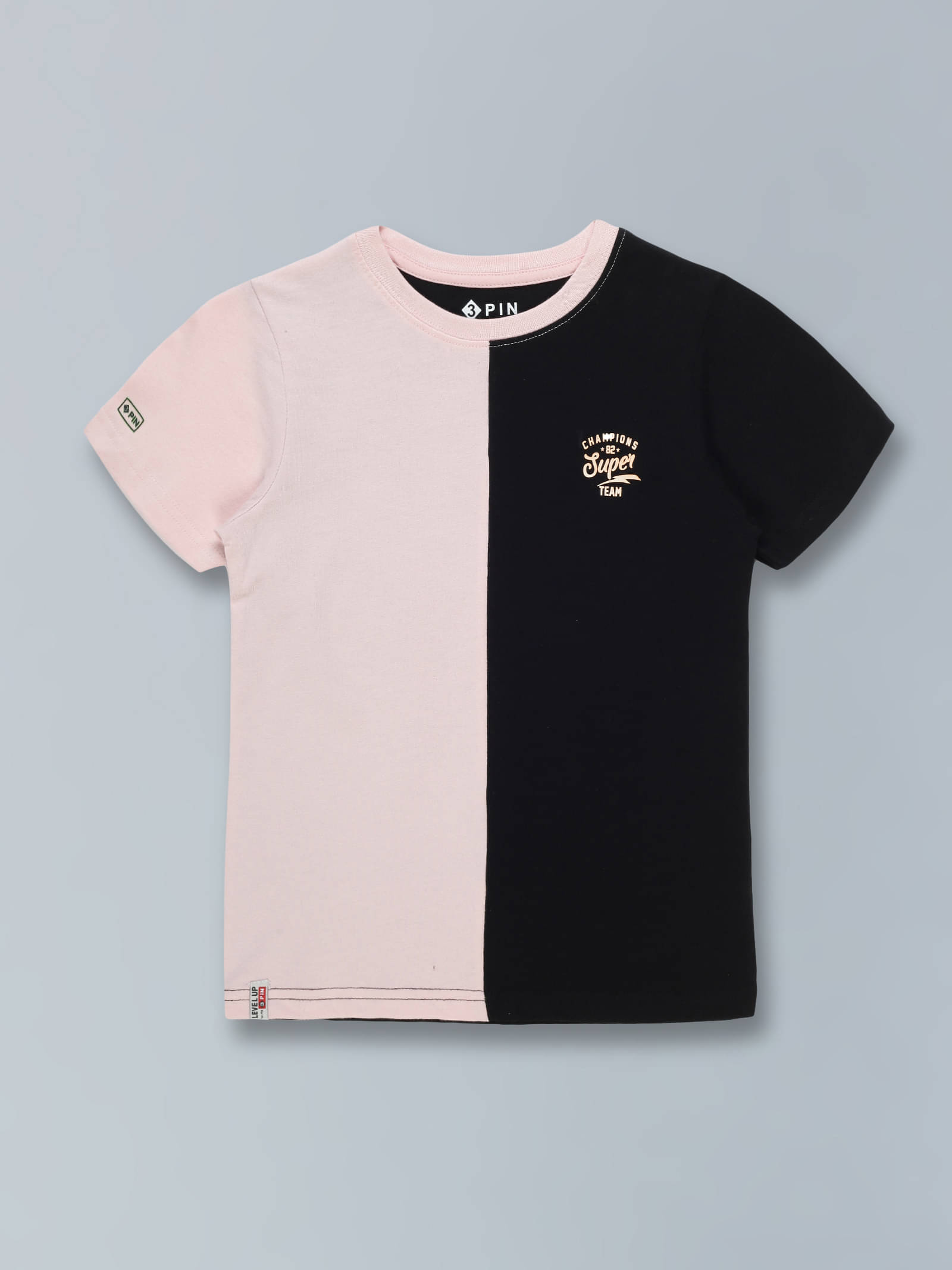     			3PIN Pack of 2 Boys Cotton T-Shirt ( Black )