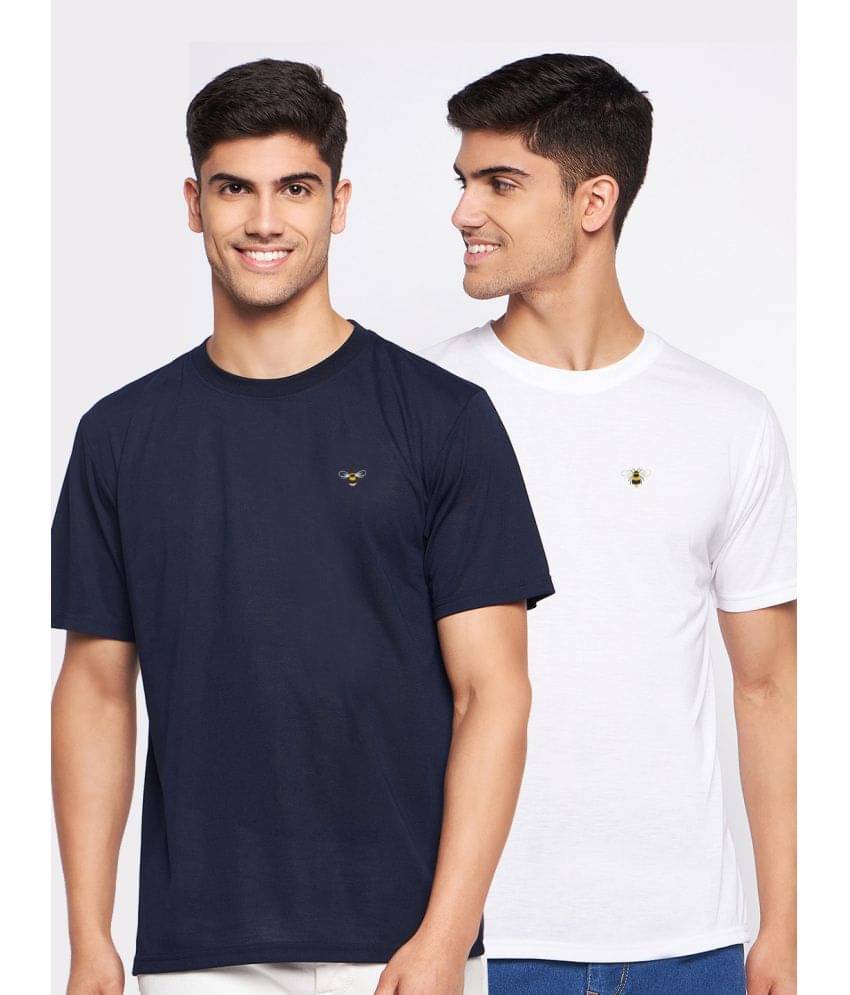     			Auxamis Pack of 2 Cotton Blend Regular Fit Men's T-Shirt ( Navy Blue )