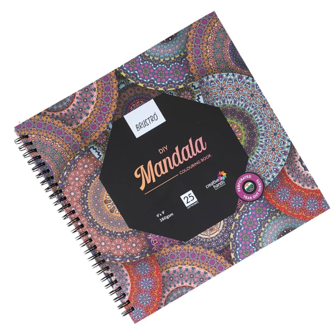 Brustro DIY Mandala Colouring Book 9"x9" 160 GSM 25 Perforated Sheets