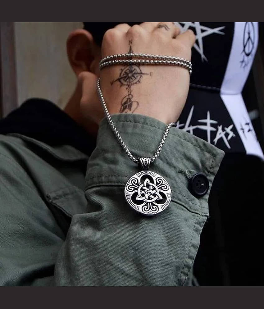 Fashion Frill Silver Chain For Men Stainless Steel Retro Silver Chain Pendant For Men Boys Stylish Pendant Mens Jewellery