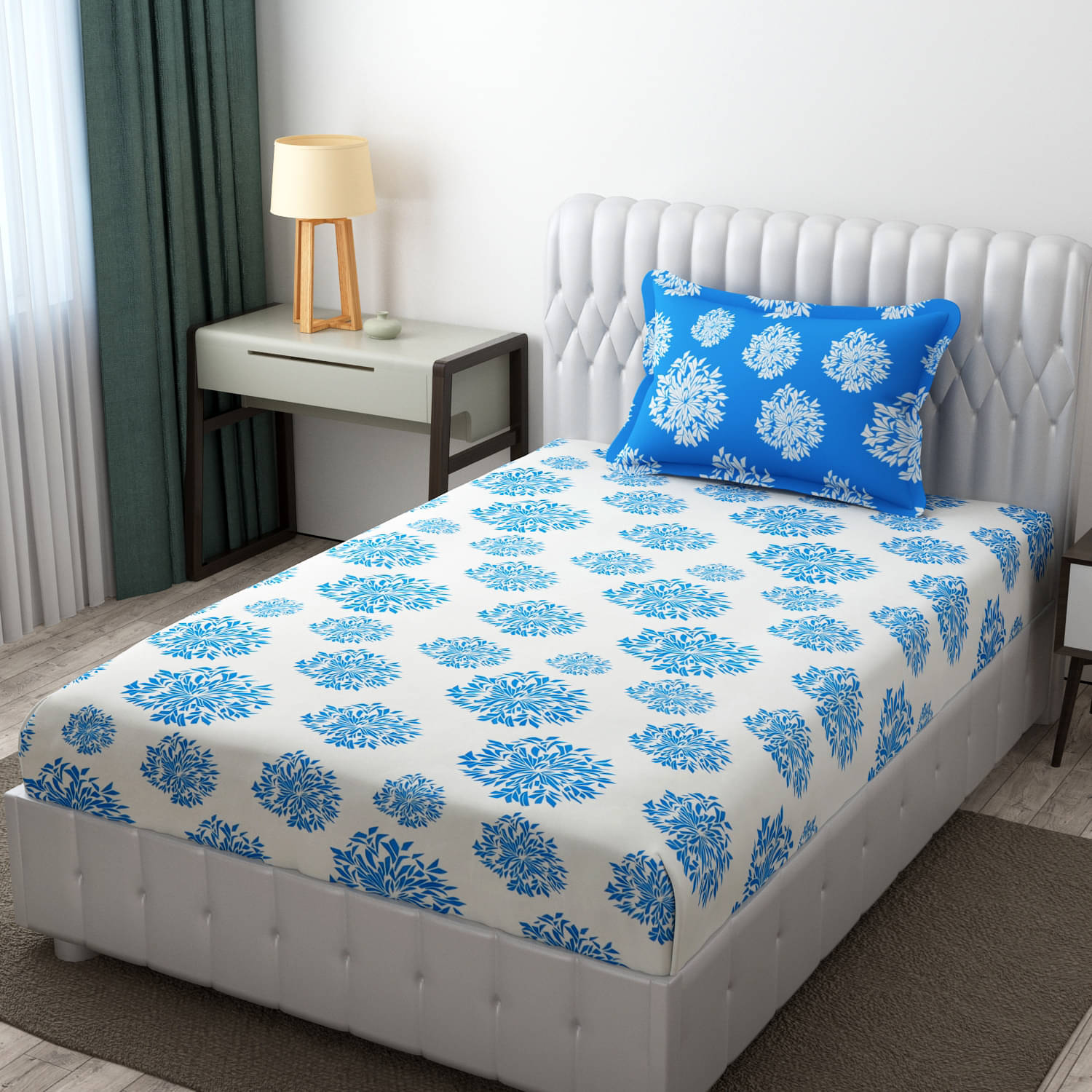     			HIDECOR Microfiber 1 Single Bedsheet with 1 Pillow Cover ( Light Blue )