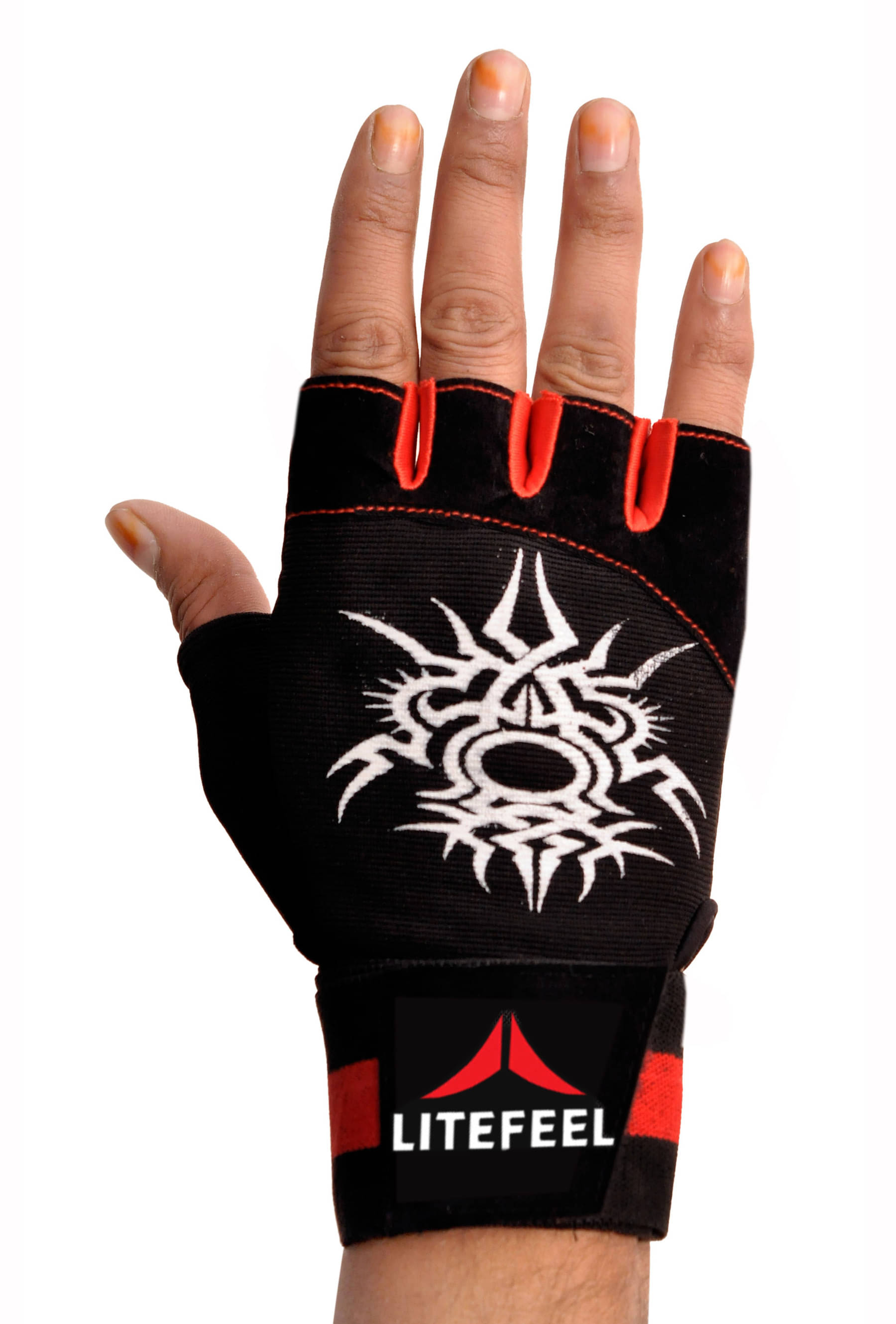LITEFEEL spider print Unisex Polyester Gym Gloves For Advanced Fitness Training and Workout With Half-Finger Length LITEFEEL spider print Unisex Polyester Gym Gloves For Advanced Fitness Training and Workout With Half-Finger Length