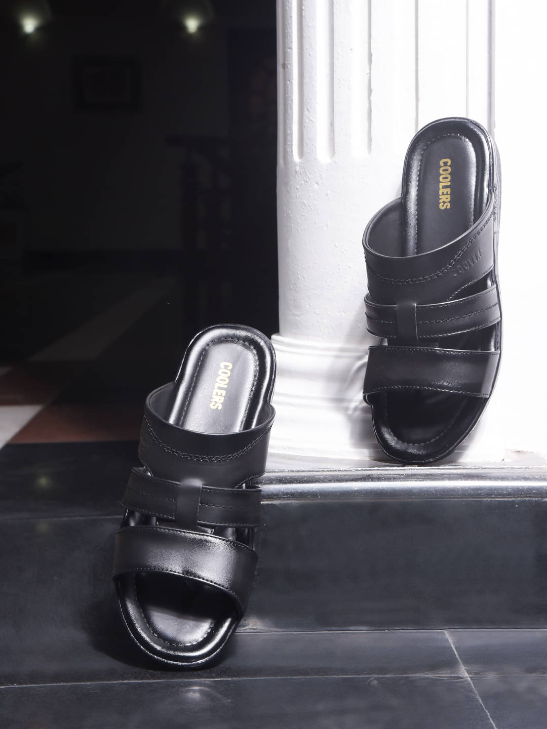     			Liberty Black Men's Leather Slipper