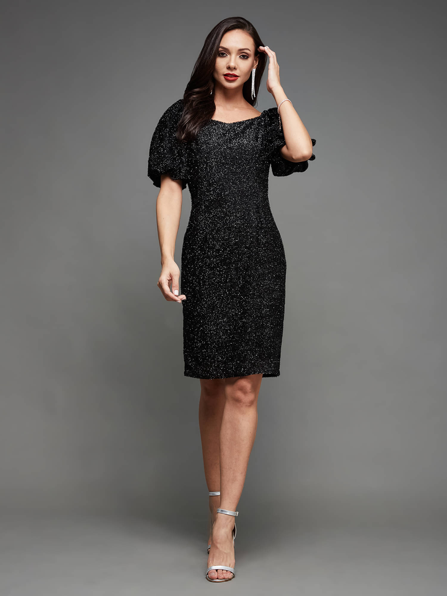     			Miss Chase Women Polyester Embellished Bodycon Dress ( Black )