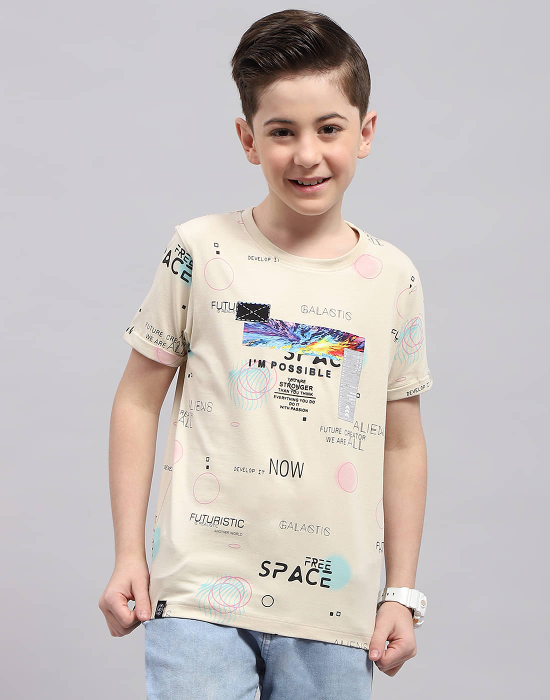     			Monte Carlo Pack of 5 Boys Cotton T-Shirt ( Beige )