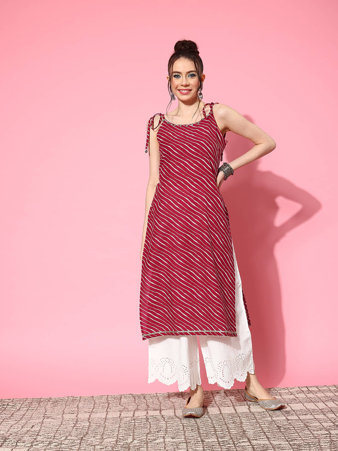 Stylum Cotton Striped Straight Women's Kurti - Red ( Pack of 1 ) - Kurtis, Tunics | Buy online on ZillyBuy