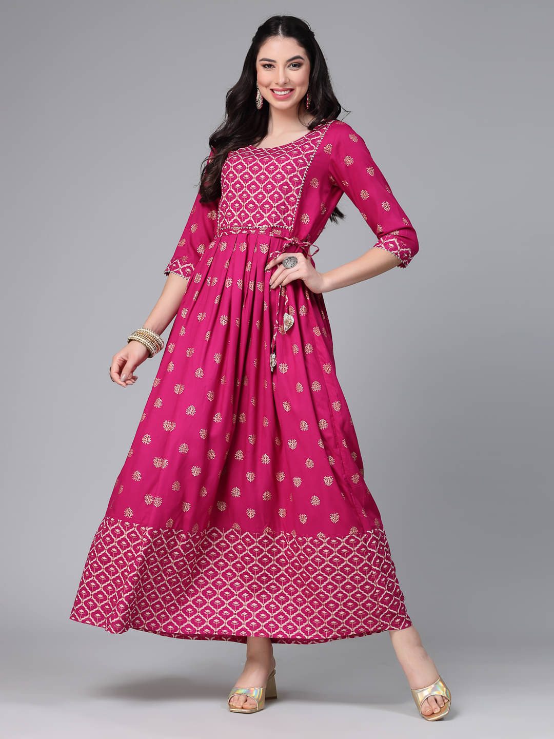 Stylum Rayon Printed Anarkali Women's Kurti - Pink ( Pack of 1 ) Stylum Rayon Printed Anarkali Women's Kurti - Pink ( Pack of 1 )