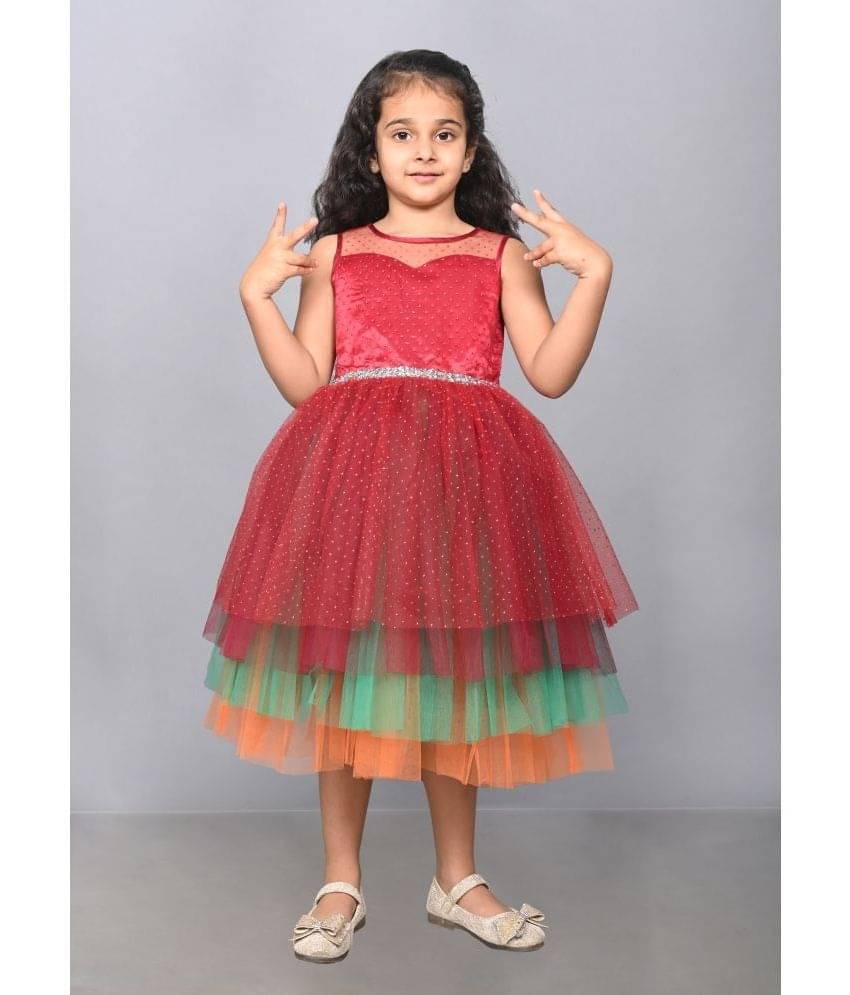     			Toy Balloon Kids Net Frock For Girls ( Pack of 1 , Maroon )