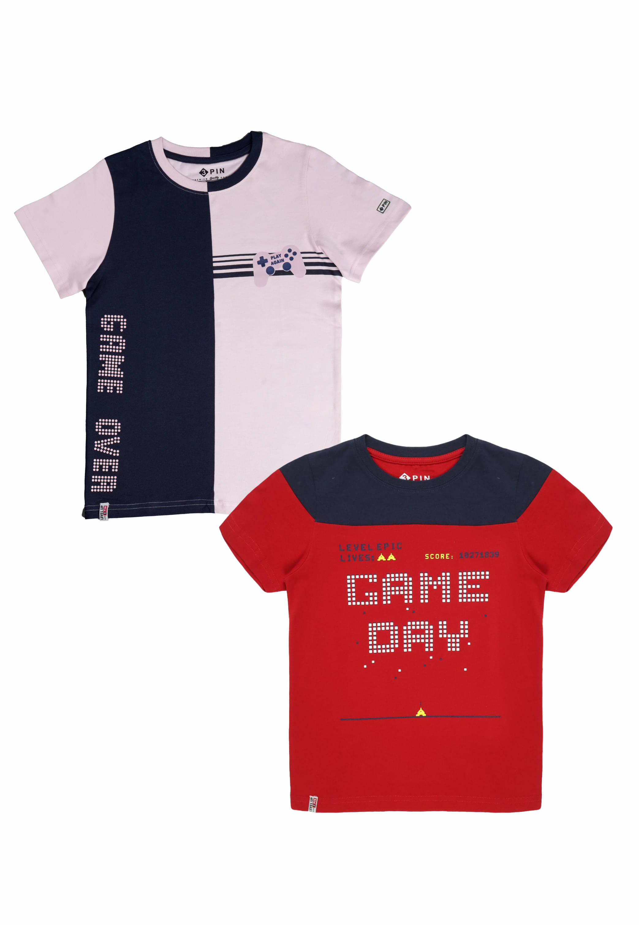     			3PIN Pack of 2 Boys Cotton T-Shirt ( Multicolor )