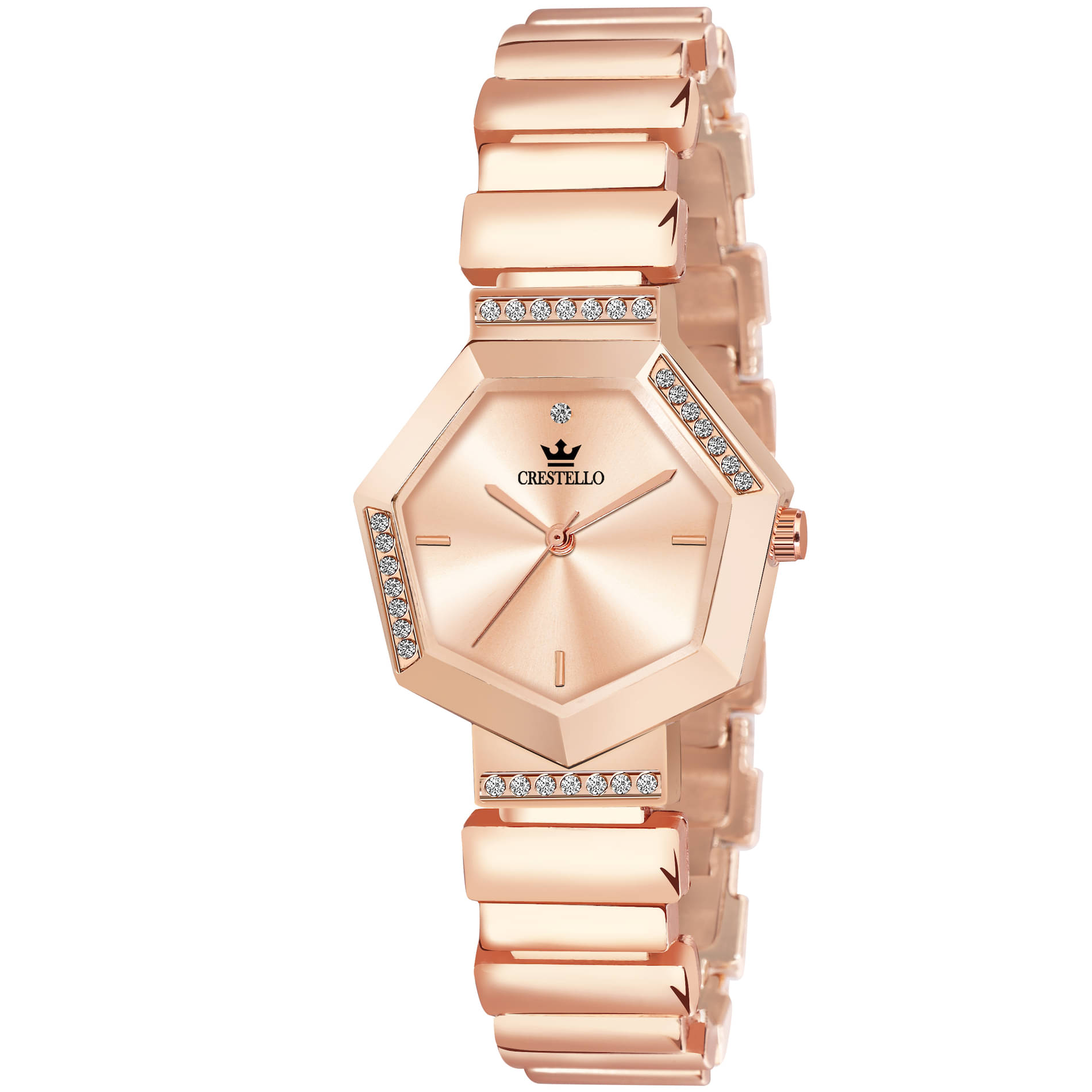     			Crestello Rose Gold Metal Analog Womens Watch