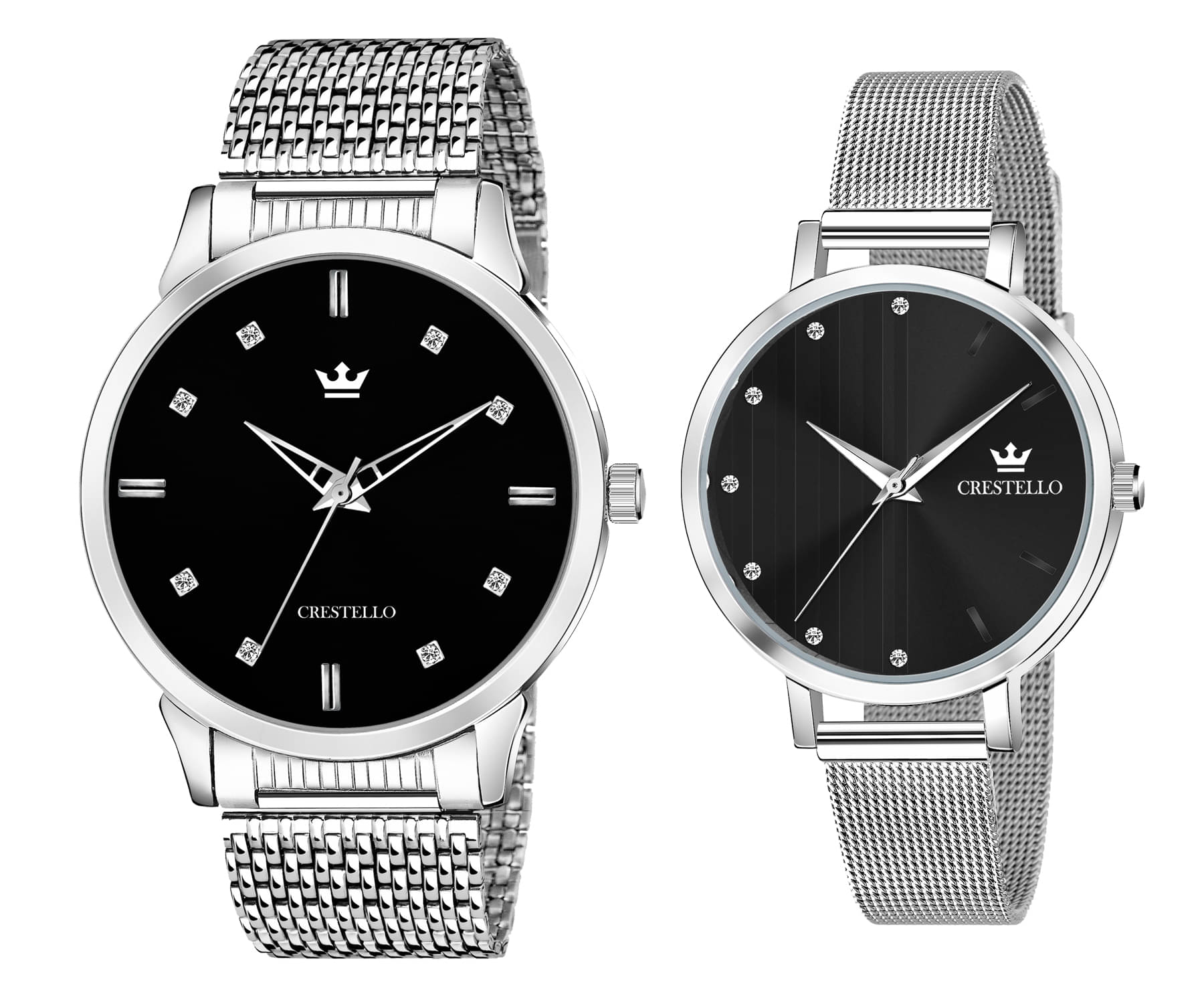     			Crestello Silver Metal Analog Couple's Watch