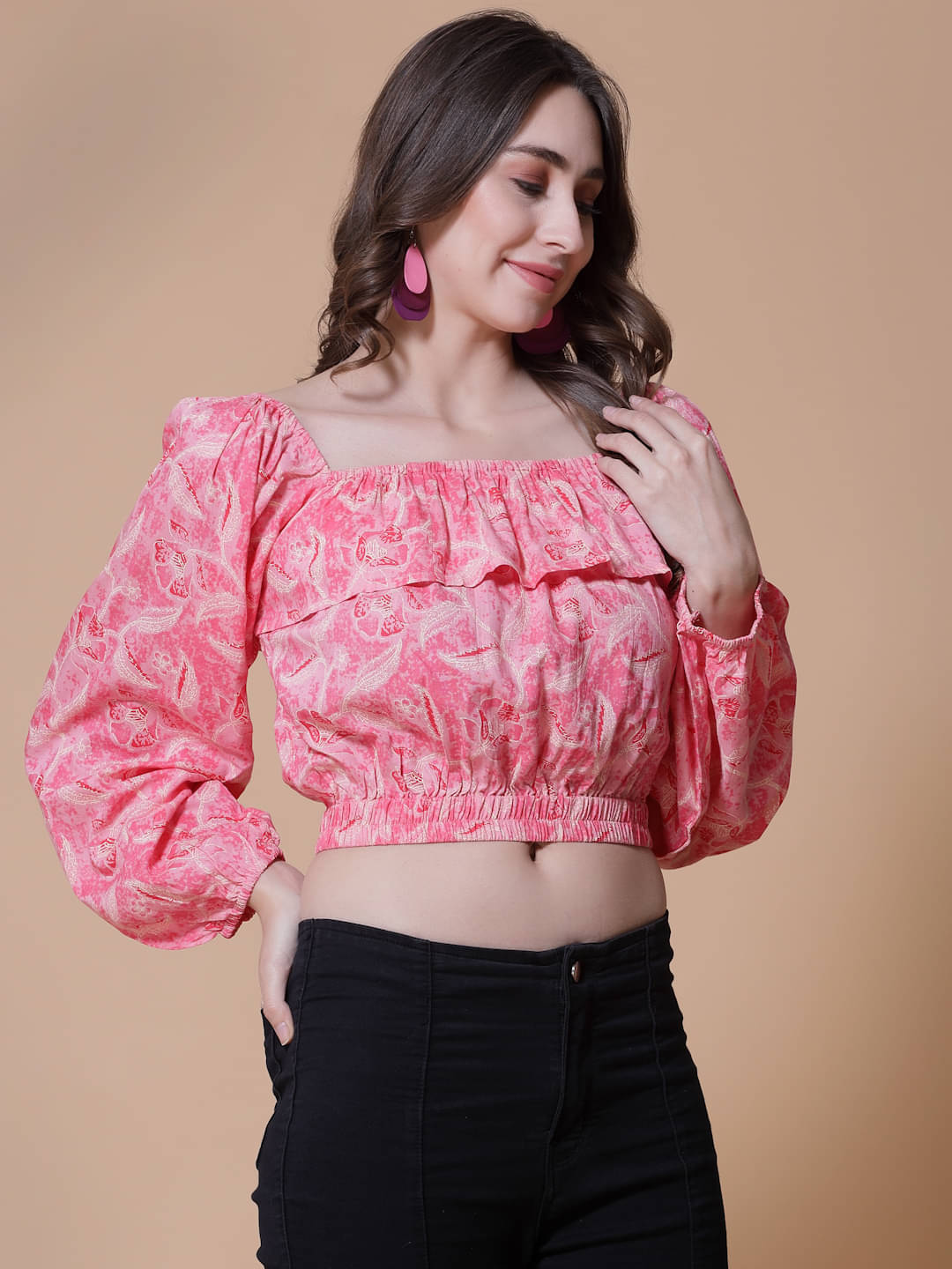    			GOD BLESS Women's Rayon Crop Top ( Pink )