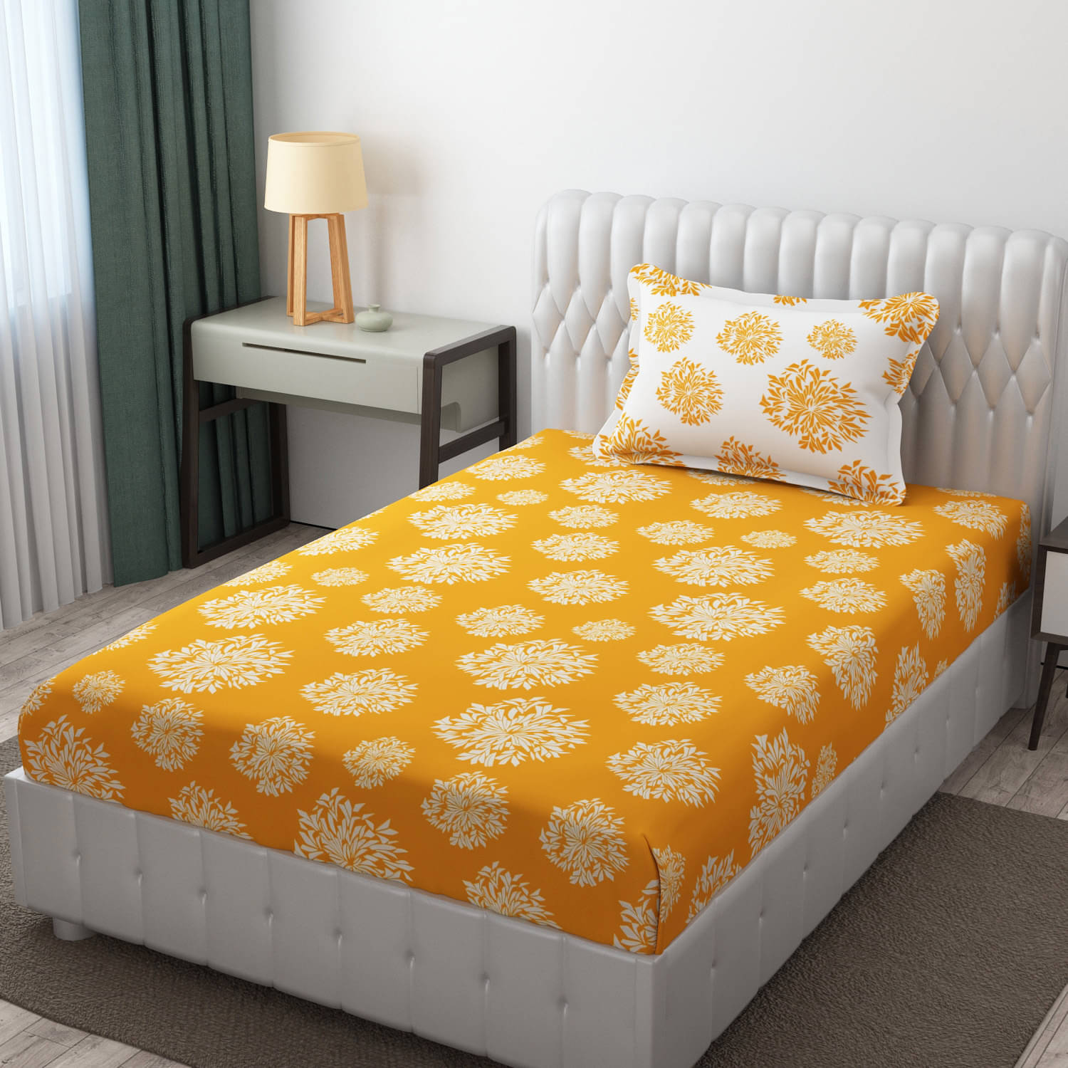 HIDECOR Microfiber 1 Single Bedsheet with 1 Pillow Cover ( Mustard ) HIDECOR Microfiber 1 Single Bedsheet with 1 Pillow Cover ( Mustard )