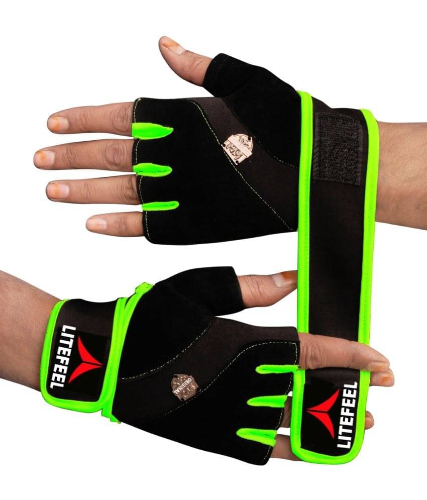 LITEFEEL FANCY GREEN METAL Unisex Polyester Gym Gloves For Advanced Fitness Training and Workout With Half-Finger Length LITEFEEL FANCY GREEN METAL Unisex Polyester Gym Gloves For Advanced Fitness Training and Workout With Half-Finger Length